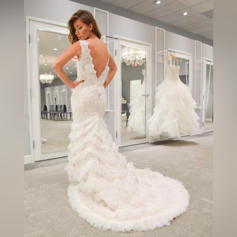 Size 6 Galina signature wedding dress blush new with tags